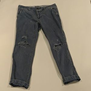 Soft Cotton Ripped Slouchy Boyfriend Pants/Jeans